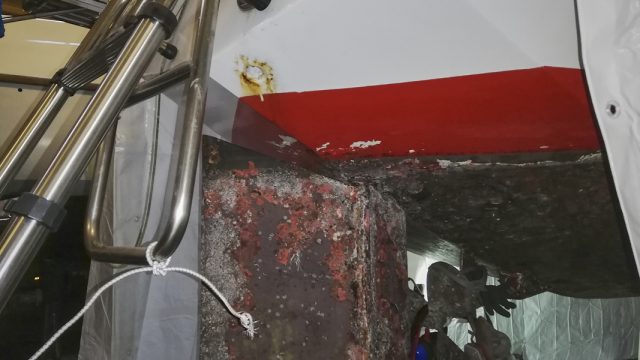 Segelboot Julia Julias Heck vor dem Refit